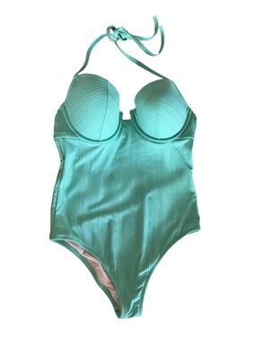 Shade & Shore Cabana Light Lift Ribbed Texture  - Turquoise Green  Size 8/10 36C